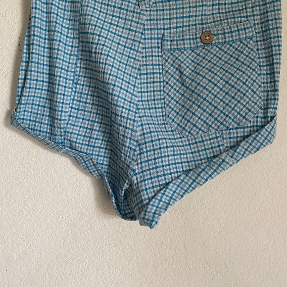 Free People Checked Out Plaid Micro Brief Style Retro Linen Blend Boho Shorts 4 - Picture 5 of 14